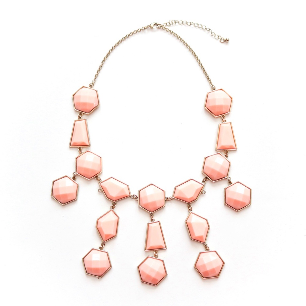 H&M Gold Peach Geometric Lucite Statement Necklace